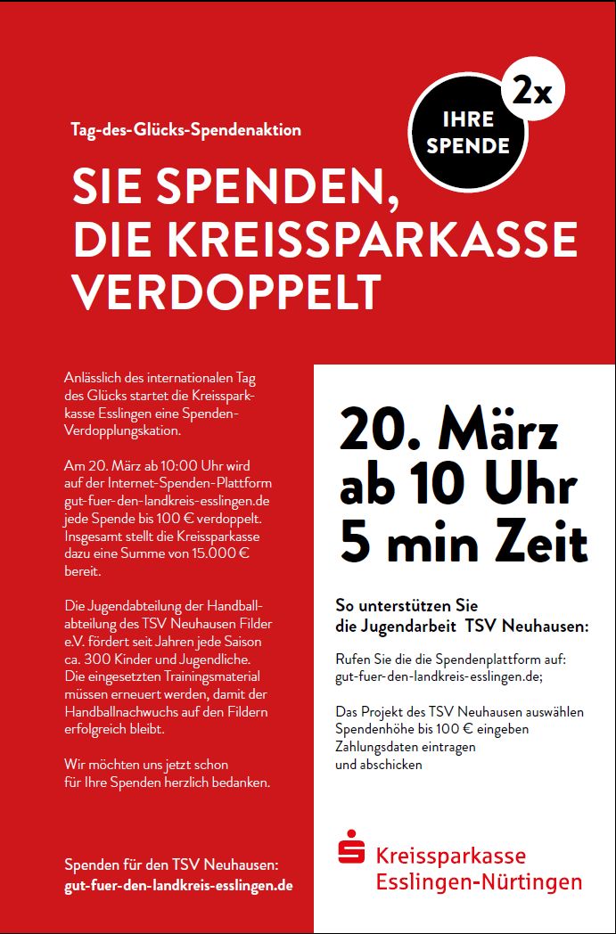 Tag-des-Glücks-Spendenaktion - Sie spenden, die Kreissparkasse verdoppelt